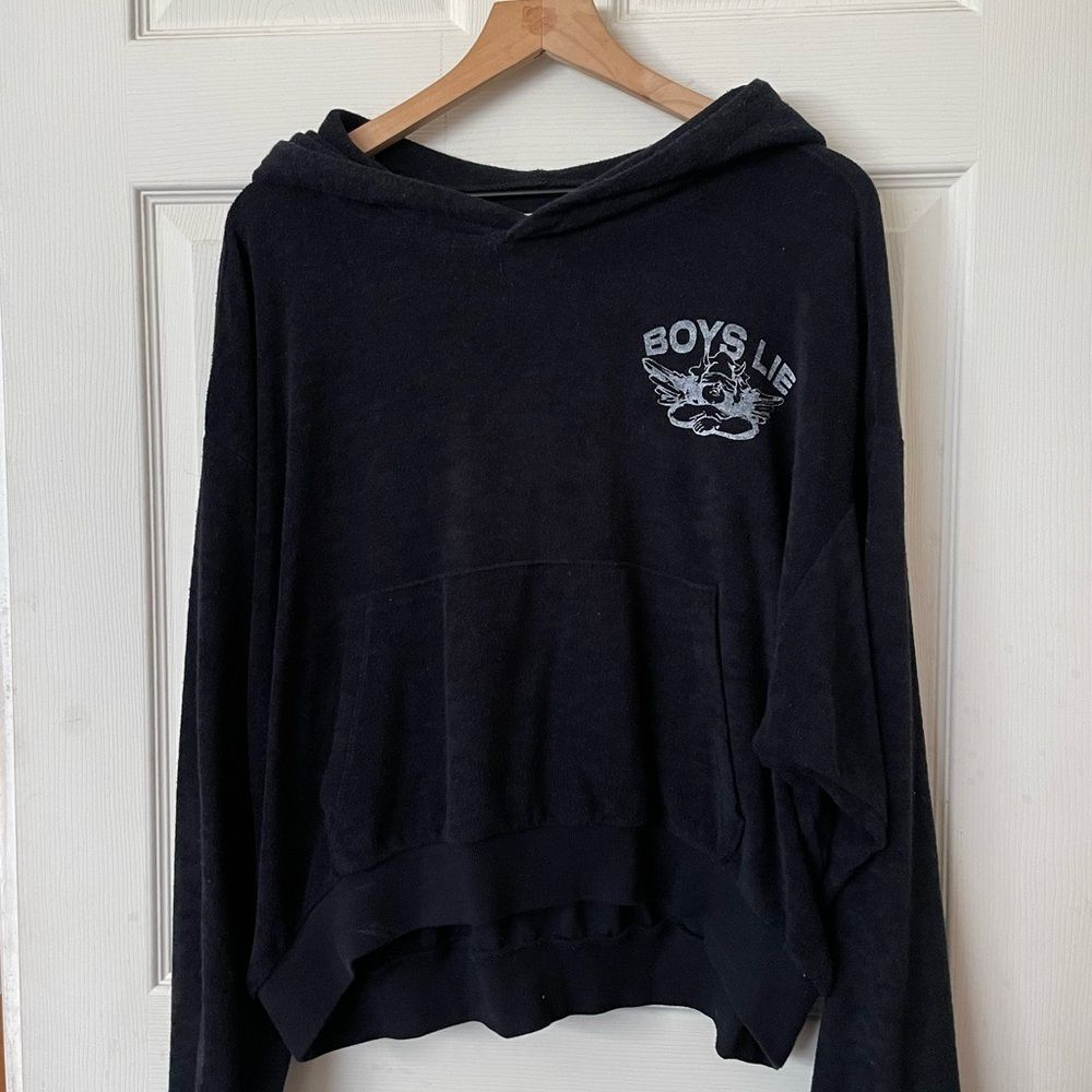 Boys lie black Terry oversized hooded sweatshirt